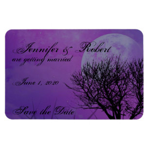 Magnet Flexible Élégant mariage gothique pourpre sauvez la date
