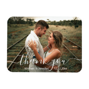 Magnet Flexible élégant merci simple script photo mariage