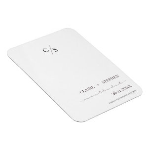 Magnet Flexible Élégant Monogramme Noir Blanc Mariage Enregistrer 