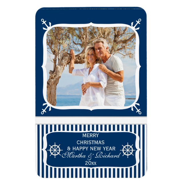 Magnet Flexible Elégant Nautical Beach Photo Joyeux Magne de Noël (Vertical)