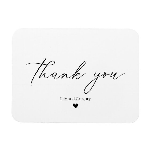 Magnet Flexible Elégant noir blanc Mariage Carte de remerciements (Horizontal)