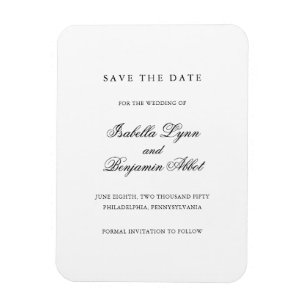Magnet Flexible Élégant noir et blanc Formal Enregistrer la date