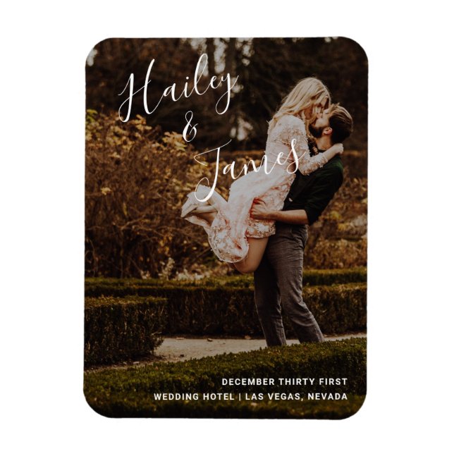 Magnet Flexible Élégant Photo Mariage moderne (Vertical)