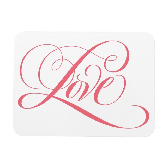 Magnet Flexible Élégant rose Fancy LOVE Script Lettres Coeur (Horizontal)