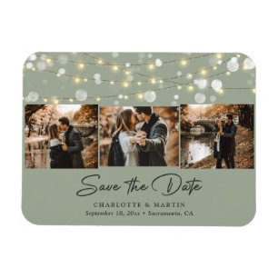 Magnet Flexible Élégant Sage Green Photo Enregistrer la date Magne