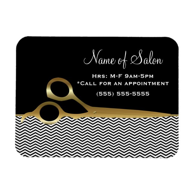 Magnet Flexible Elégant salon de coiffure Black and Gold Chevrons (Horizontal)