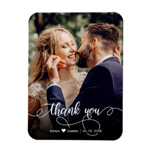 Magnet Flexible Élégant script de calligraphie Mariage Merci photo