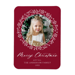 Magnet Flexible Élégant Snowflake Wreath Cranberry Photo