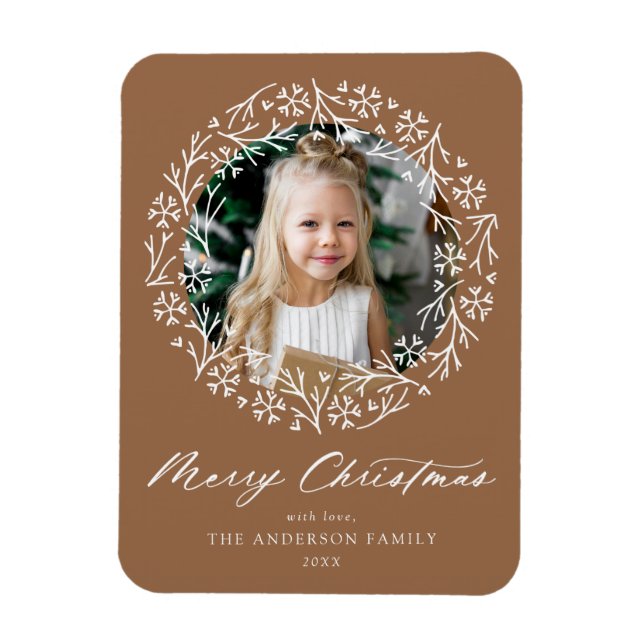 Magnet Flexible Élégant Snowflake Wreath Gingerbread Photo (Vertical)
