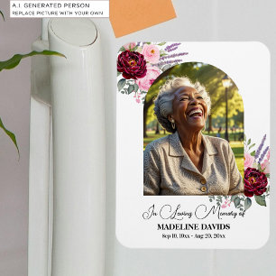 Magnet Flexible Élégant souvenir de deuil avec photo de pivoines