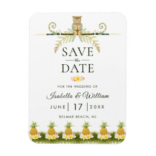 Magnet Flexible Élégant Tropical Enregistrer la date Mariage d'été