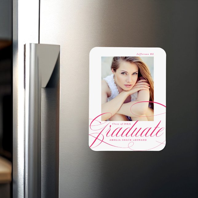 Magnet Flexible Élégante calligraphie rose chaud (Créateur téléchargé)