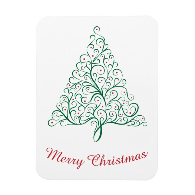 Magnet Flexible Élégante calligraphie rouge et verte Arbre de Noël (Vertical)