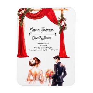 Magnet Flexible Elégante carte Faire-part de mariage florale - Rom