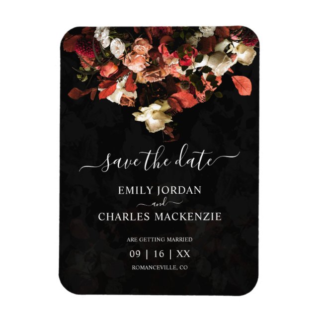 Magnet Flexible Elégante Rustique Automne Fleurs Mariage Enregistr (Vertical)