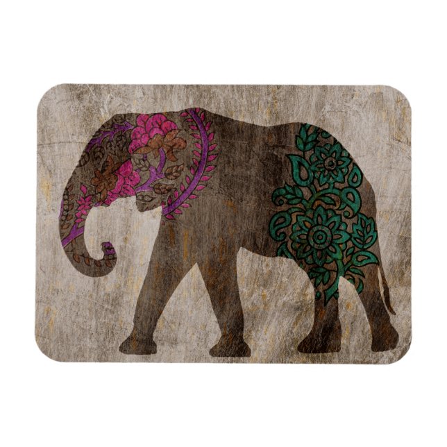 Magnet Flexible Eléphant asiatique tribal zen (Horizontal)