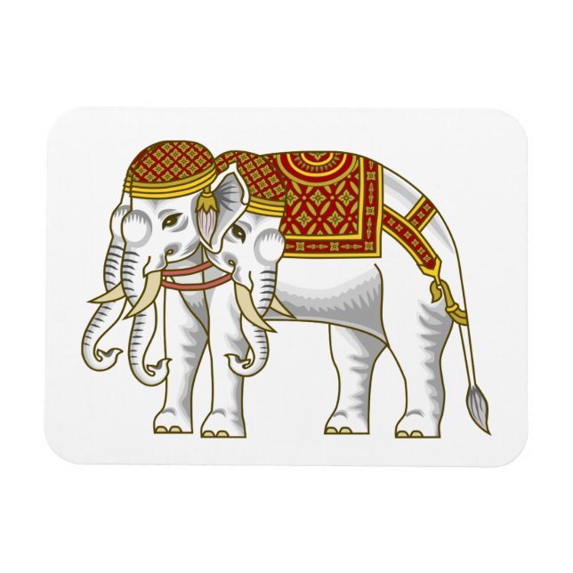Magnet Flexible Elephant blanc thaïlandais Erawan (Horizontal)