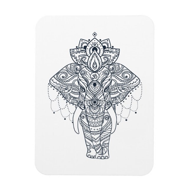 Magnet Flexible Eléphant inspiré Zentangle (Vertical)