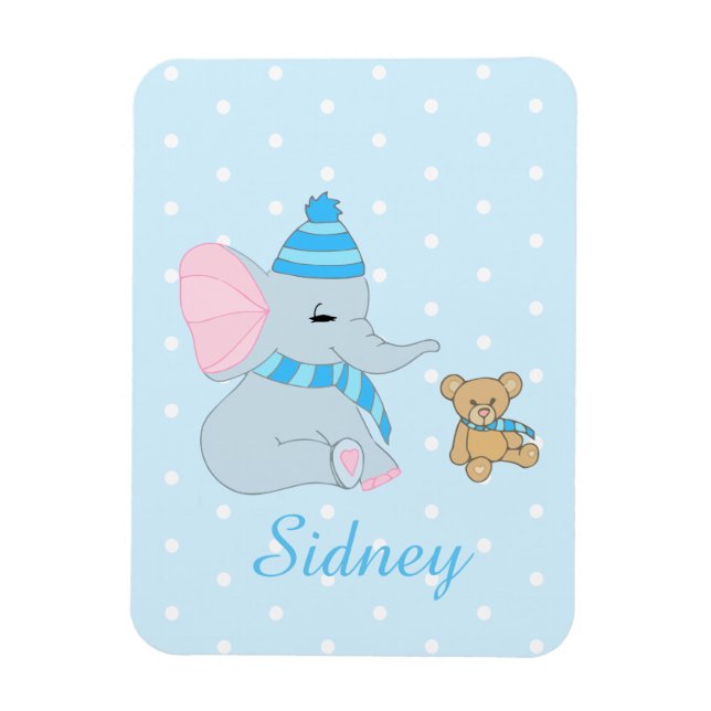 Magnet Flexible Eléphant mignon et amant ours en peluche (Vertical)