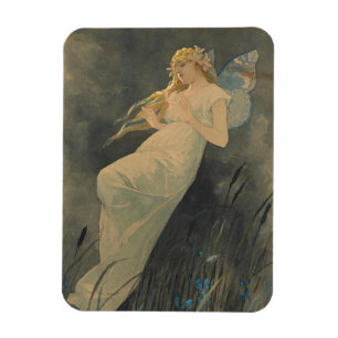 Magnet Flexible Elfe avec Iris Flowers par Alphonse Mucha