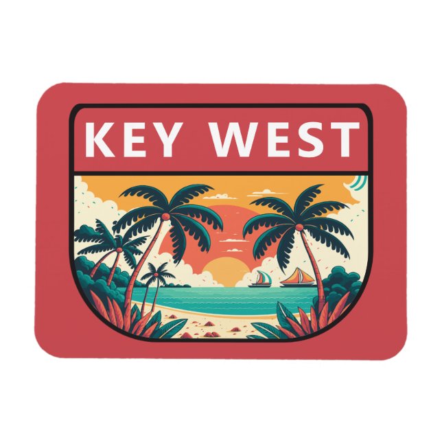 Magnet Flexible Emblème rétro Key West Florida (Horizontal)