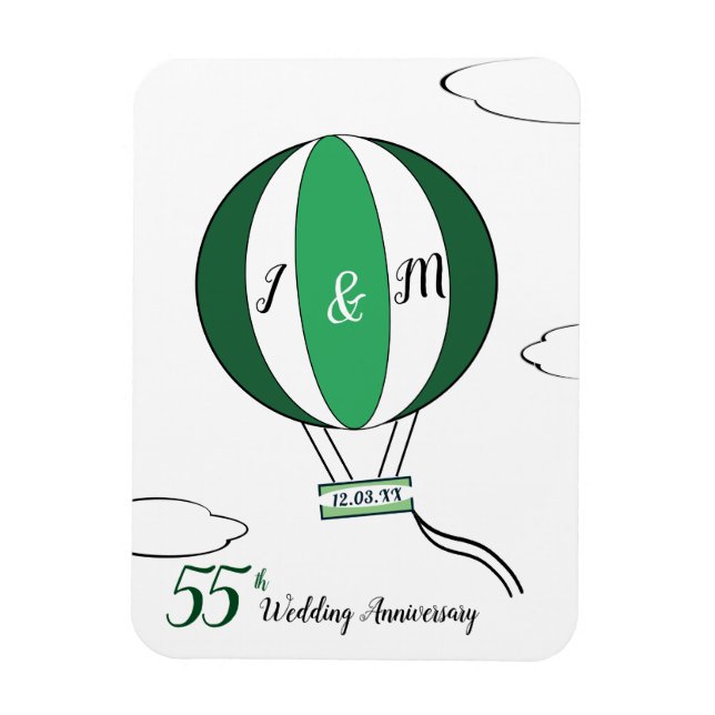 Magnet Flexible Emerald 55e anniversaire mariage montgolfière (Vertical)
