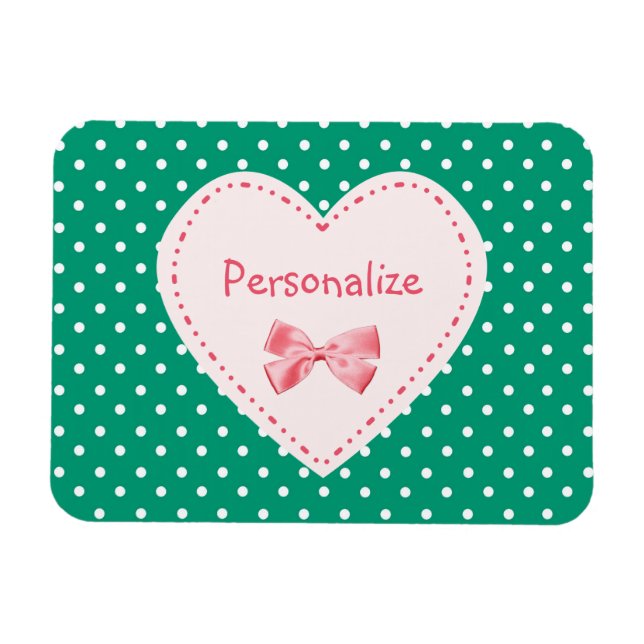 Magnet Flexible Emerald Green Heart Avec Nom (Horizontal)