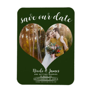 Magnet Flexible Emerald Green Heart Photo Wedding Enregistrer la d