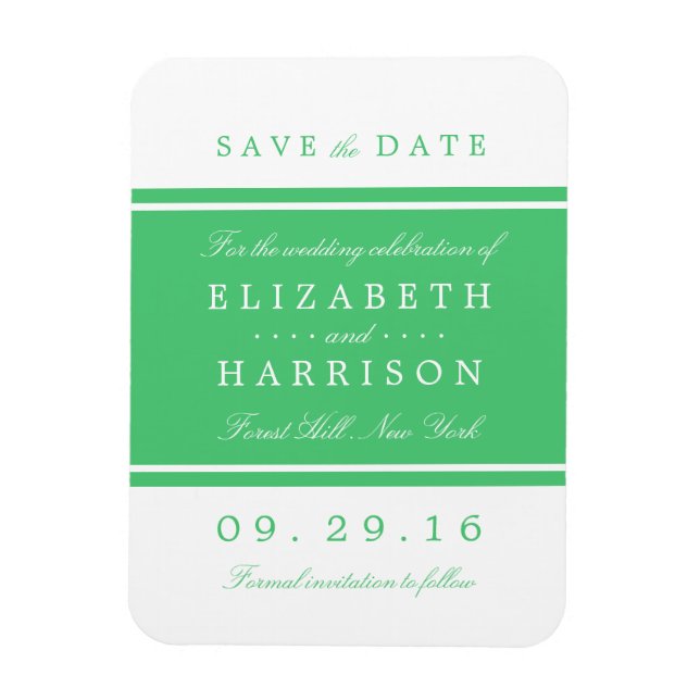 Magnet Flexible Emerald Green Mariage moderne Enregistrer la date (Vertical)