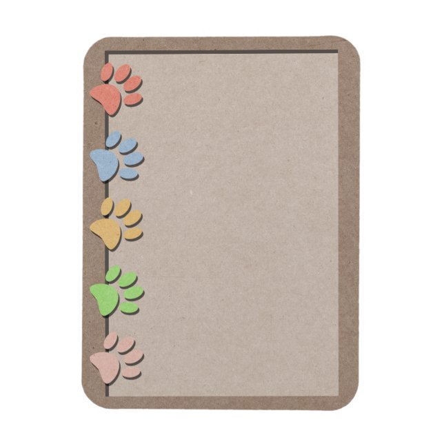 Magnet Flexible Empreintes de pattes de chien Faux Kraft Texture p (Vertical)