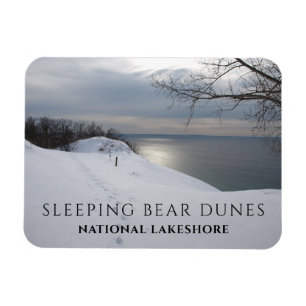 Magnet Flexible Empreintes en Neige, Lac Michigan, Ours couché