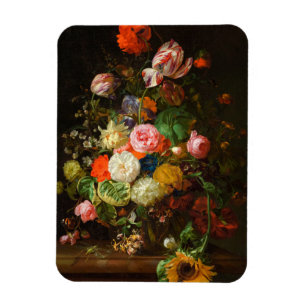 Magnet Flexible Encore vie de roses, tulipes, un tournesol, 1710