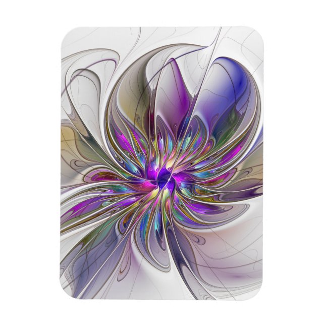 Magnet Flexible Energetic, Colorful Abstract Fractal Art Flower (Vertical)