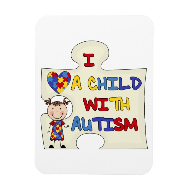 Magnet Flexible Enfant avec la fille 2 de brune d'autisme (Vertical)