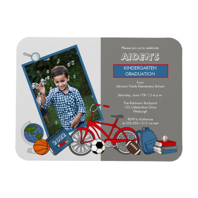 Magnet Flexible Enfant de jardin d'enfants Photo Boy Graduation Pa (Horizontal)