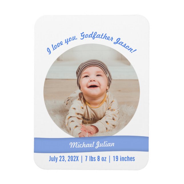 Magnet Flexible Enfant moderne garçon Photo Faire-part de naissanc (Vertical)