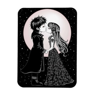Magnet Flexible Enfants gothiques emo mignons s'embrassent pour la