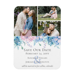 Magnet Flexible Enregistrer La Date Aquarelle Florale Unique Maria
