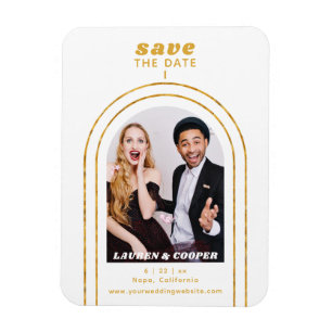 Magnet Flexible Enregistrer La Date Black Gold Style Art Déco Mari