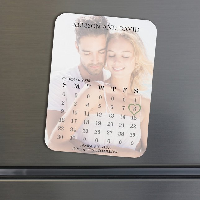 Magnet Flexible Enregistrer la date Calendrier du Mariage Photo 6  (Wedding save-the-date photo magnet with calendar template. )