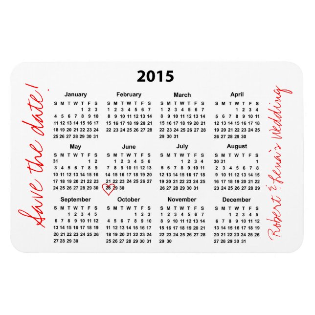 Magnet Flexible Enregistrer la date de l'aimant Calendrier annuel  (Horizontal)