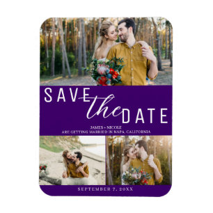 Magnet Flexible Enregistrer la date de mariage Indigo Violet 3 Pho