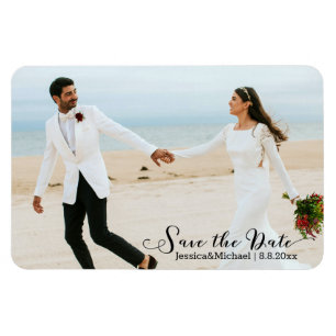 Magnet Flexible enregistrer la date, élégante photo mariage manusc
