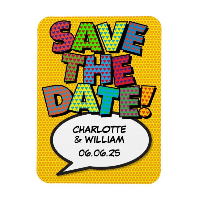 Magnet Flexible ENREGISTRER LA DATE Fun Retro Comic Book Pop Art (Vertical)