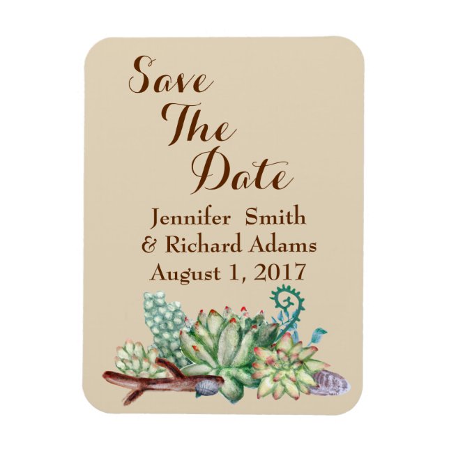 Magnet Flexible Enregistrer la date Mariage Cactus Succulents Magn (Vertical)