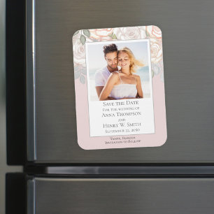 Magnet Flexible Enregistrer la date Mariage Élégant floral moderne