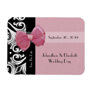 Magnet Flexible Enregistrer la date Mariage parisien Rose Bow et n