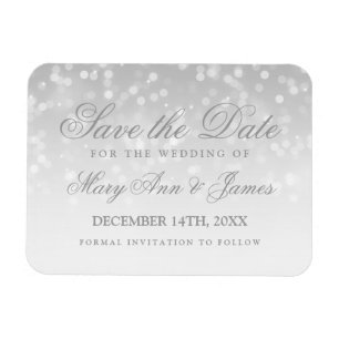 Magnet Flexible Enregistrer La Date Mariage Silver Bokeh Sparkle L