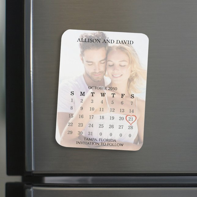Magnet Flexible Enregistrer La Date Mariage Simple 5 Lignes Calend (Créateur téléchargé)
