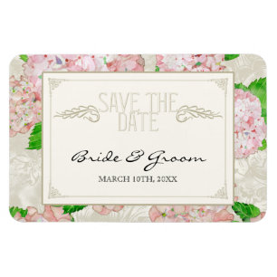 Magnet Flexible Enregistrer la date, Pink Hydrangea dentelle Flora